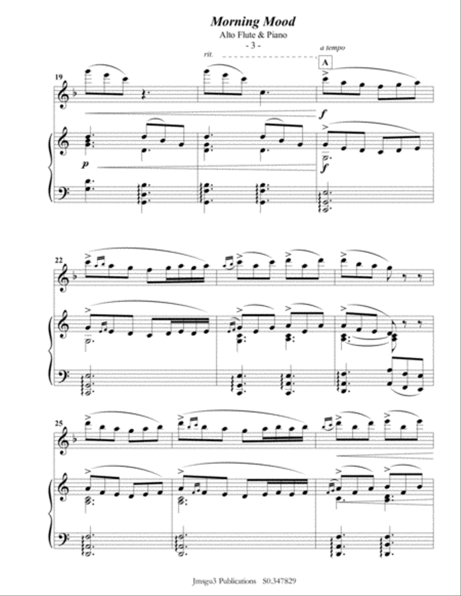 Grieg: Morning Mood from Peer Gynt Suite for Alto Flute & Piano Flute Solo scores gallery preview page 4