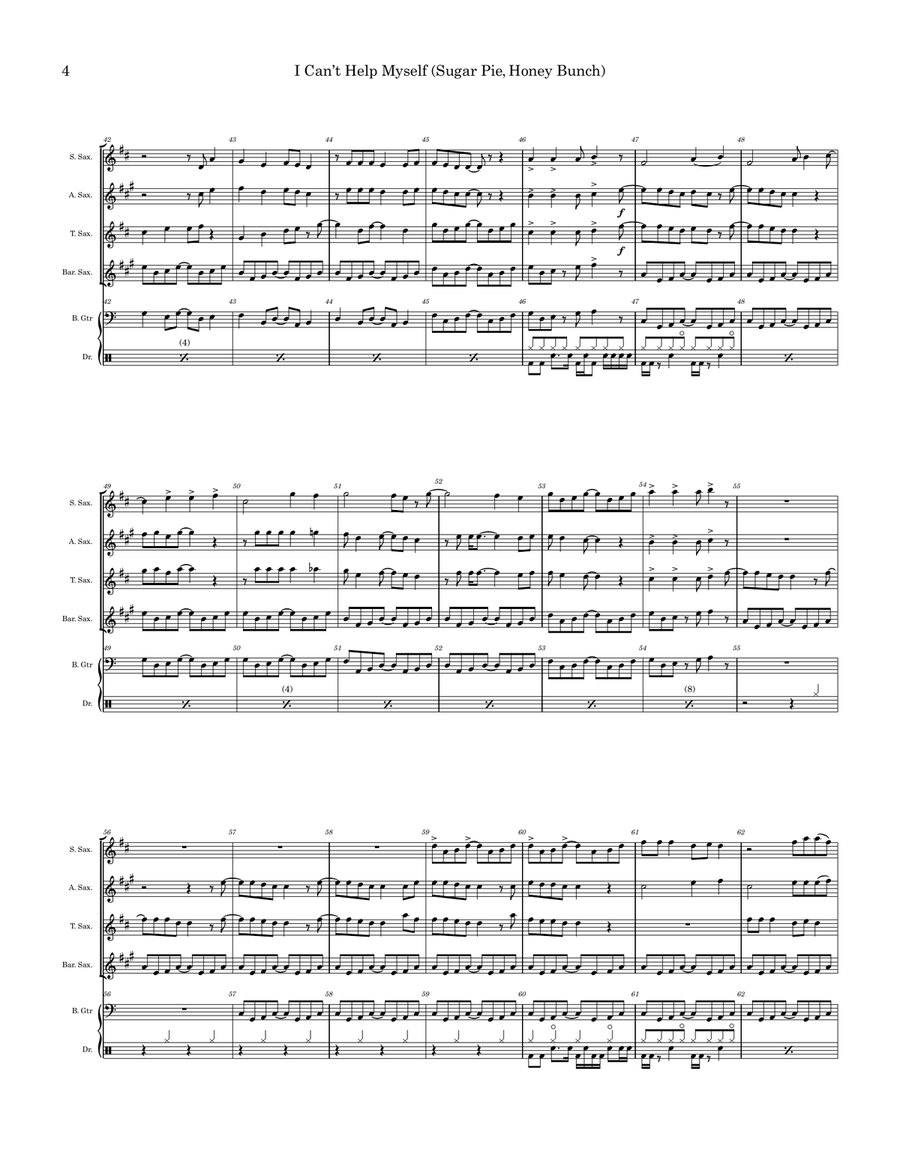I Can't Help Myself (Sugar Pie, Honey Bunch) Saxophone Quartet scores gallery preview page 4