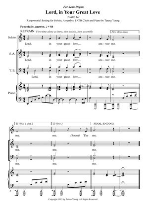 Responsorial Psalm 69, Lord in Your Great Love, for Soloist, SATB Choir, and Piano