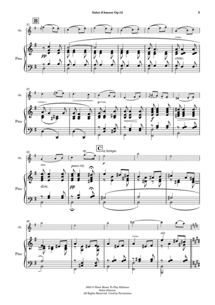 Salut d'Amour by Elgar - Oboe and Piano (Full Score and Parts) image number null