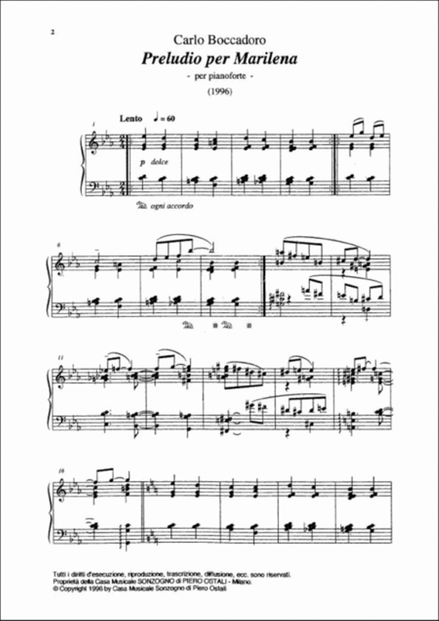 Preludio per Marilena Preludio per Marilena Piano Solo scores gallery preview page 2