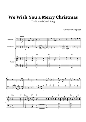 We Wish you a Merry Christmas for Trombone Duet with Piano
