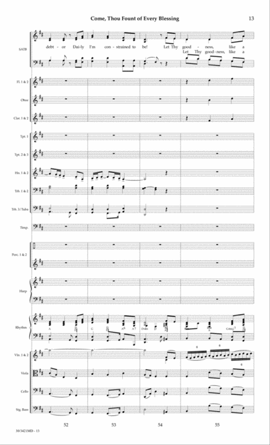 Come, Thou Fount of Every Blessing - Orchestral Score and Parts Choir scores gallery preview page 16