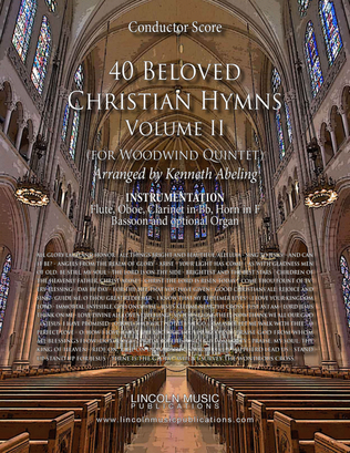 Book cover for 40 Beloved Christian Hymns Volume II (for Woodwind Quintet and optional Organ)