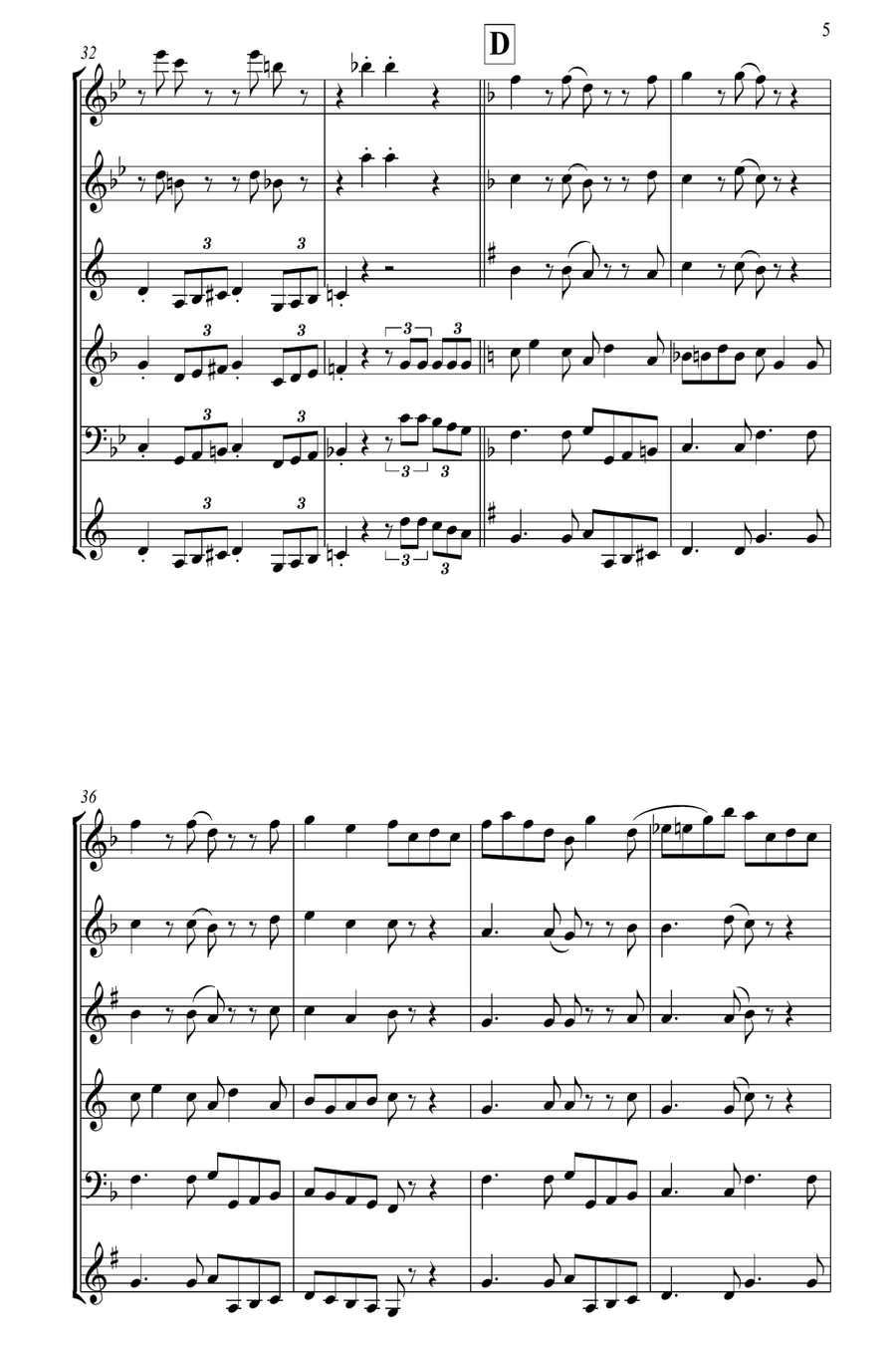 The Addams Family Theme Woodwind Quintet scores gallery preview page 6