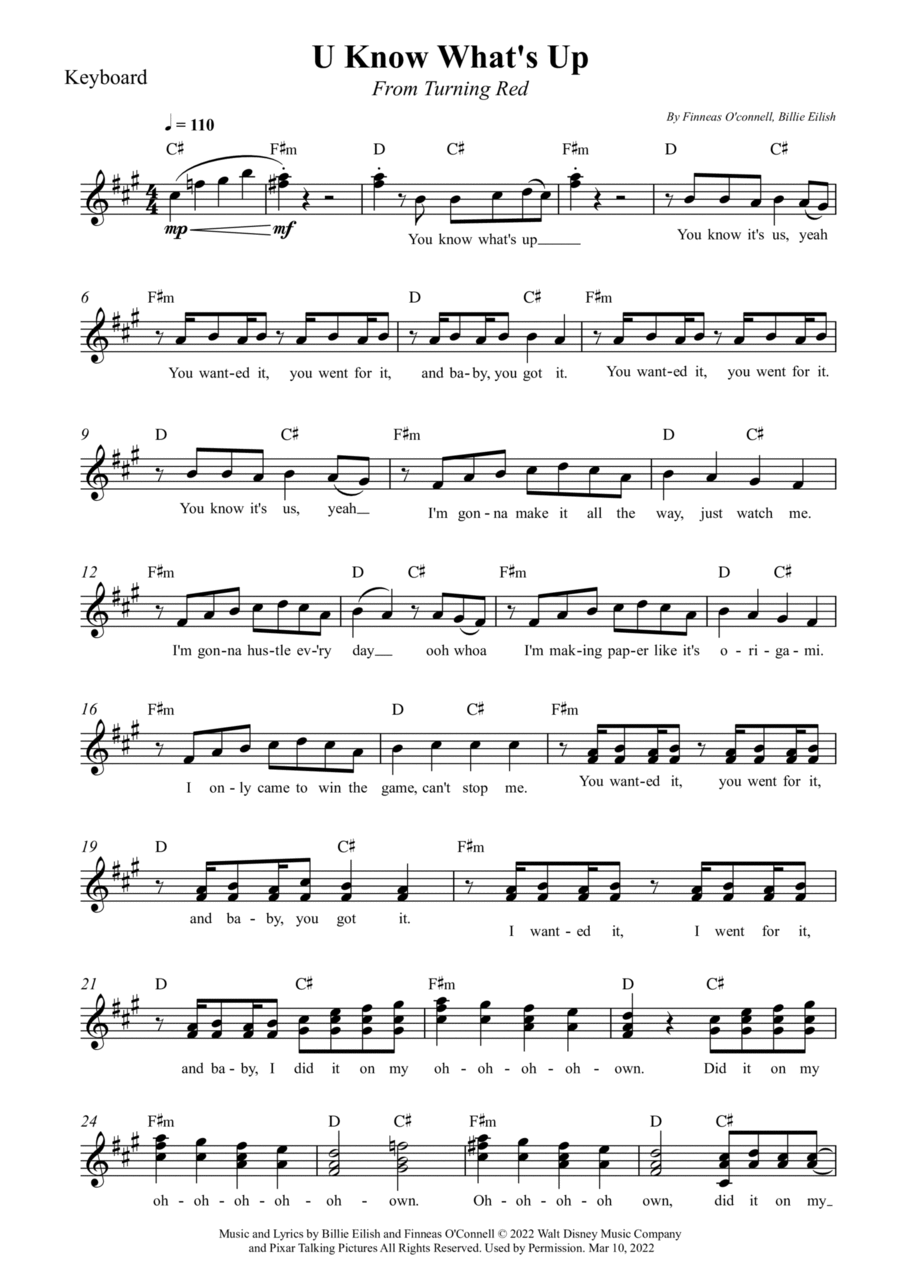 U Know What's Up Voice scores gallery preview page 1