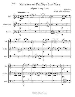 Variations on The Skye Boat Song (Speed bonnie boat) for wind trio (oboe, clarinet, bassoon)