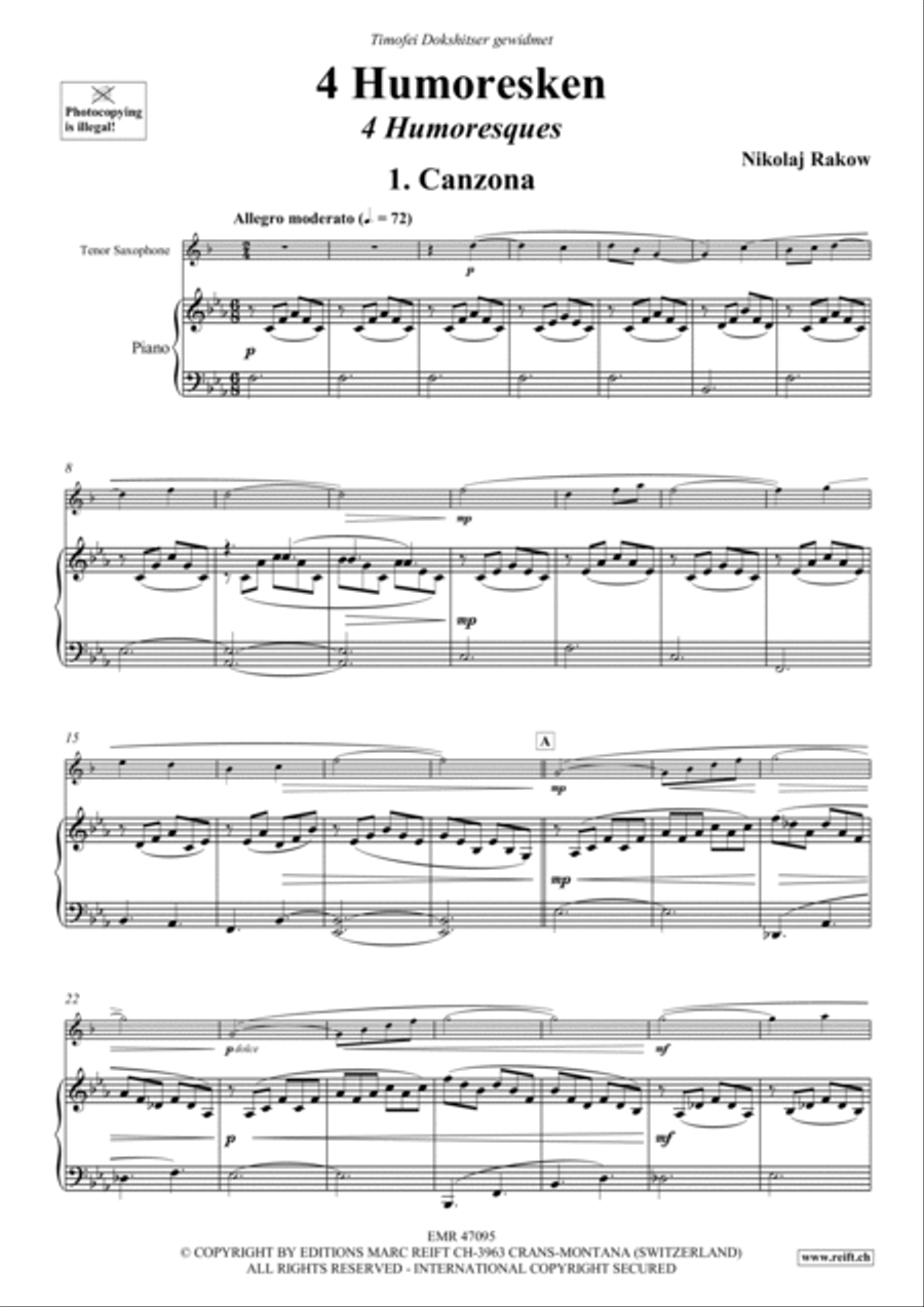 4 Humoresken Tenor Saxophone scores gallery preview page 6