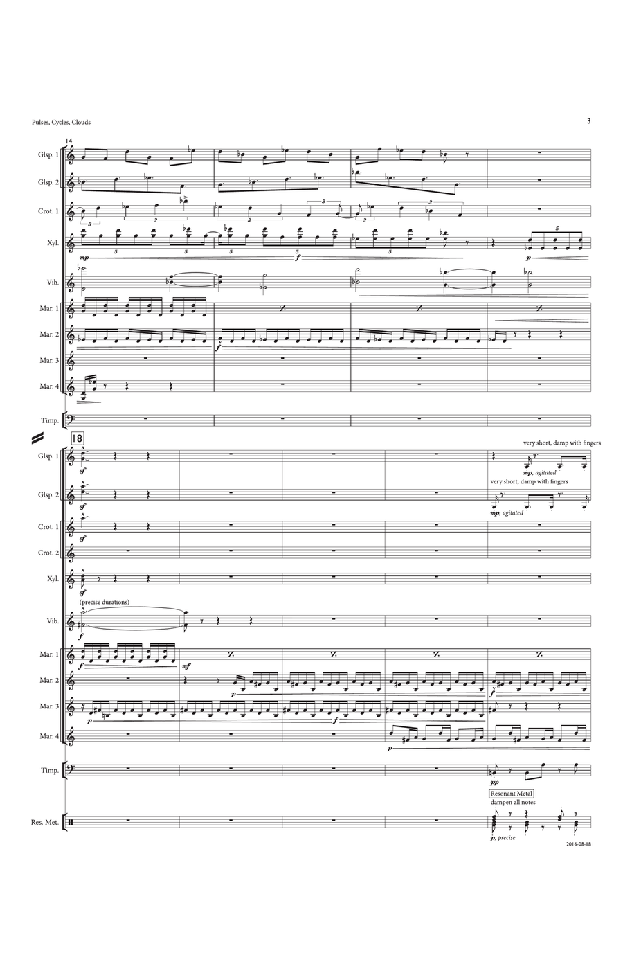 Pulses, Cycles, Clouds (Score) Percussion Ensemble scores gallery preview page 3
