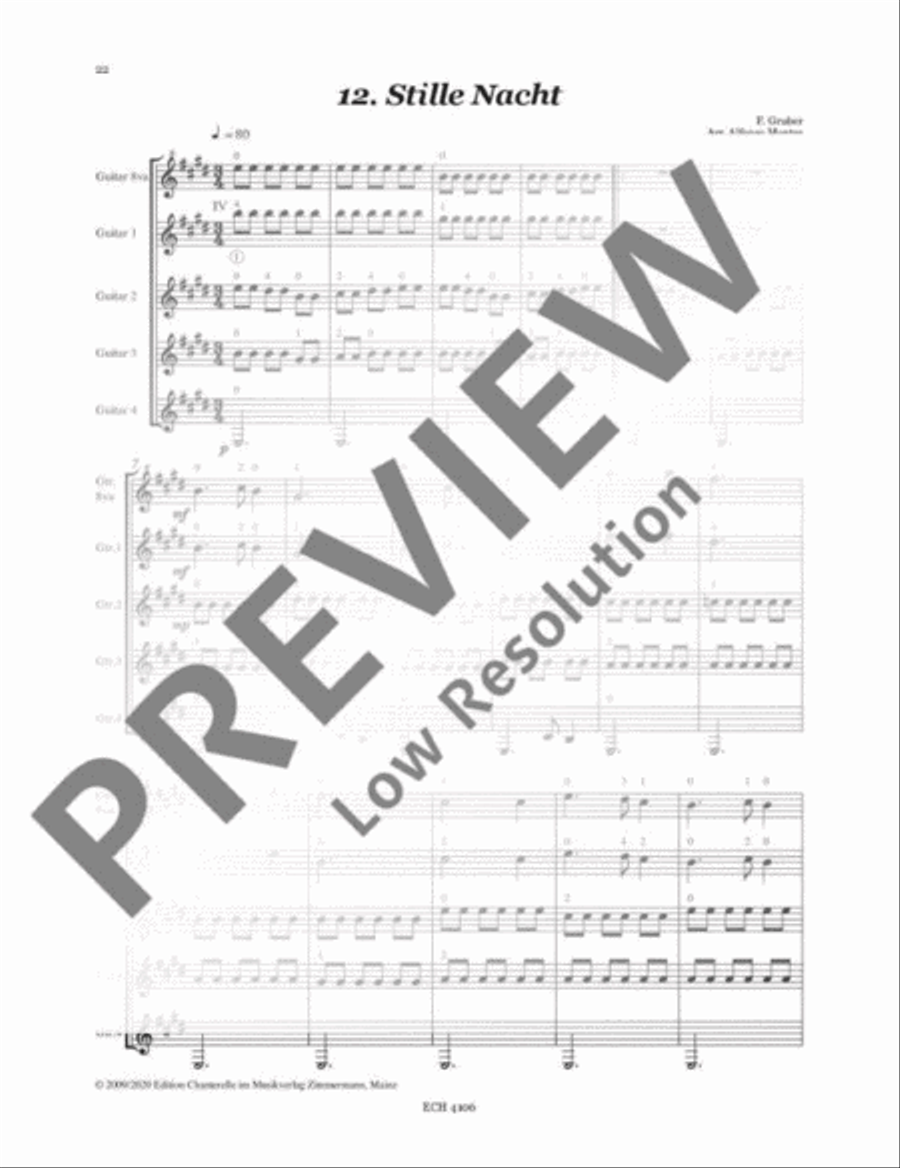 Stille Nacht Guitar Ensemble scores gallery preview page 2