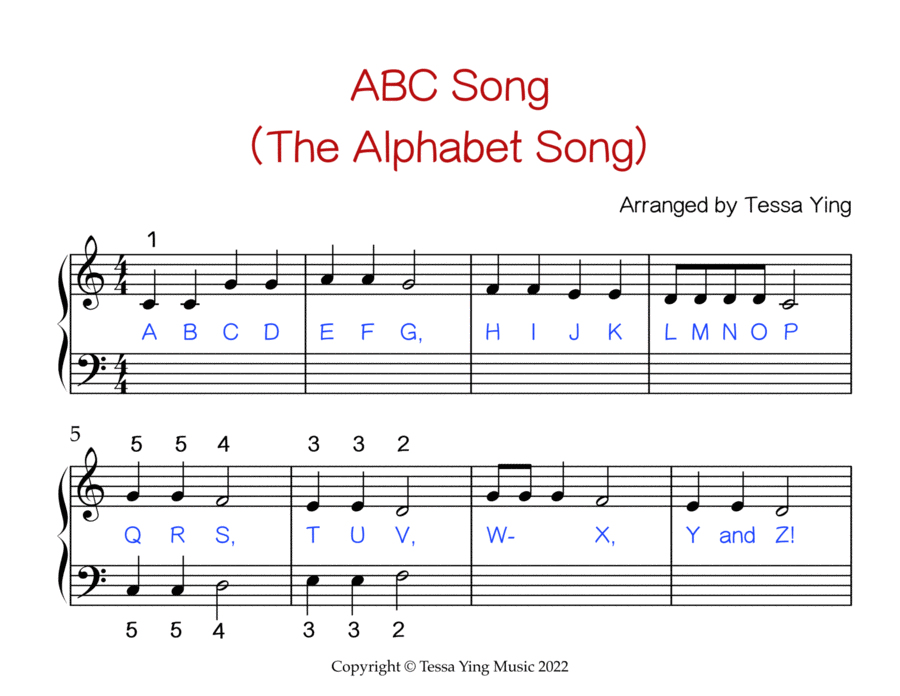 ABC Alphabet Song Easy Piano scores gallery preview page 1