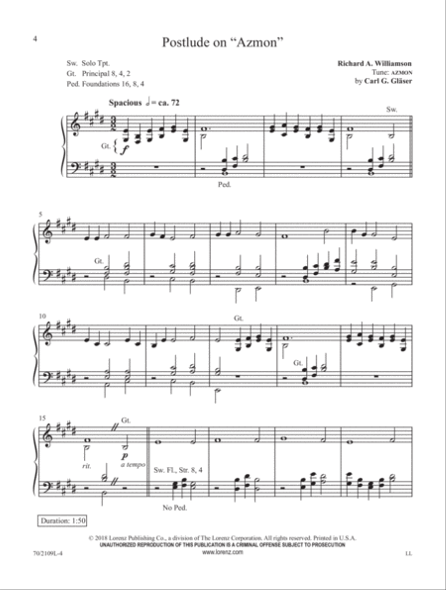 Postludes in Two Minutes or Less Organ Solo scores gallery preview page 3