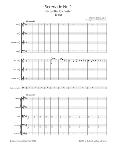 Serenade No. 1 in D major Op. 11