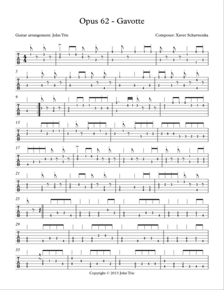 Opus 62, Gavotte - tab Opus 62, Gavotte - tab Acoustic Guitar scores gallery preview page 2