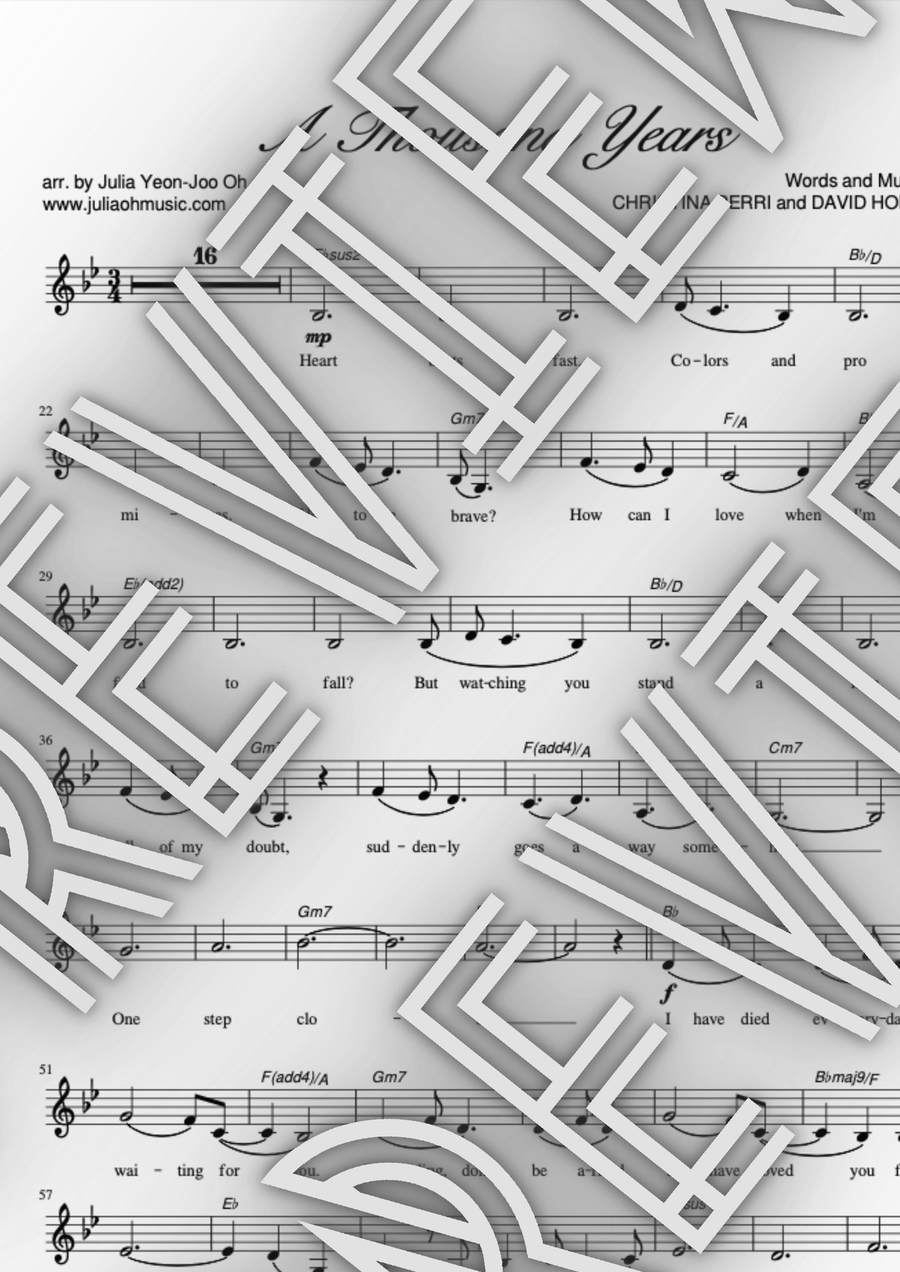 A Thousand Years A Thousand Years Violin Solo scores gallery preview page 1