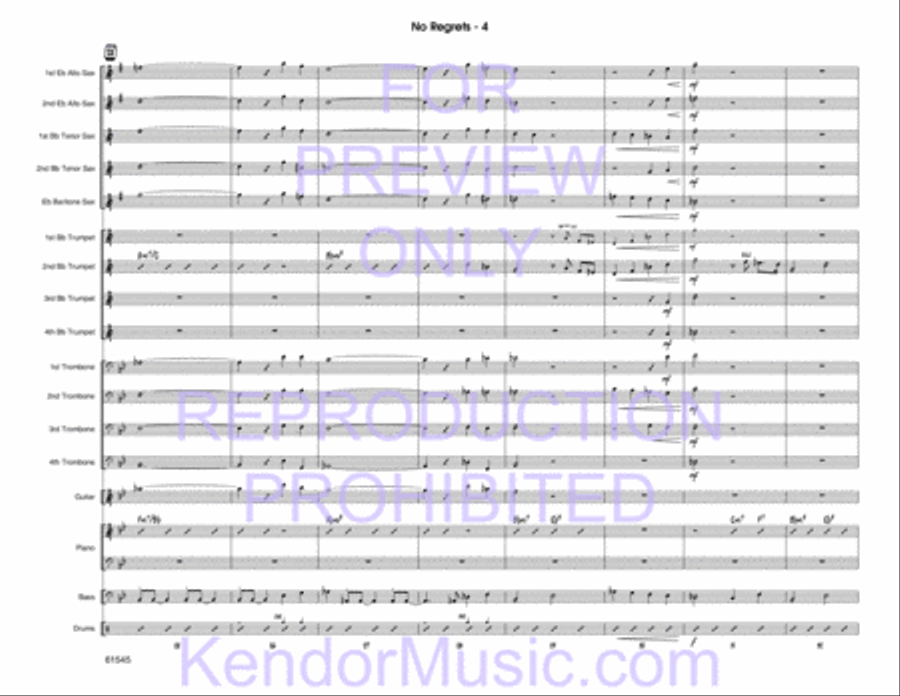 No Regrets (Full Score) Jazz Ensemble scores gallery preview page 5