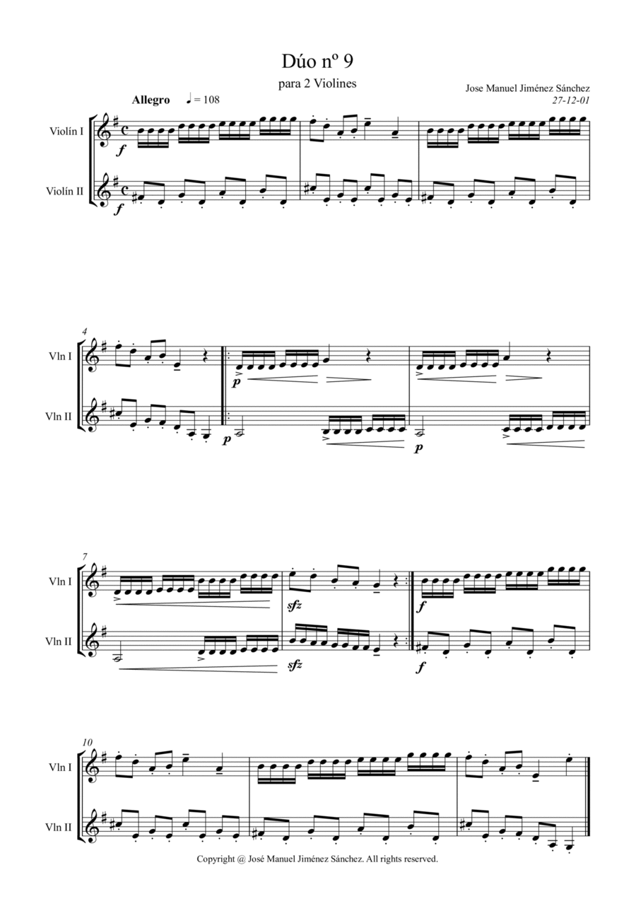 Dúo para 2 violines nº 9 String Duet scores gallery preview page 1