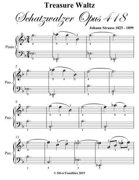 Treasure Waltz Opus 418 Easiest Piano Sheet Music