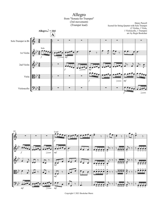 Allegro (from "Sonata for Trumpet") (Bb) (Trumpet Solo with String Quartet - 2 Violins, 1 Viola, 1 C