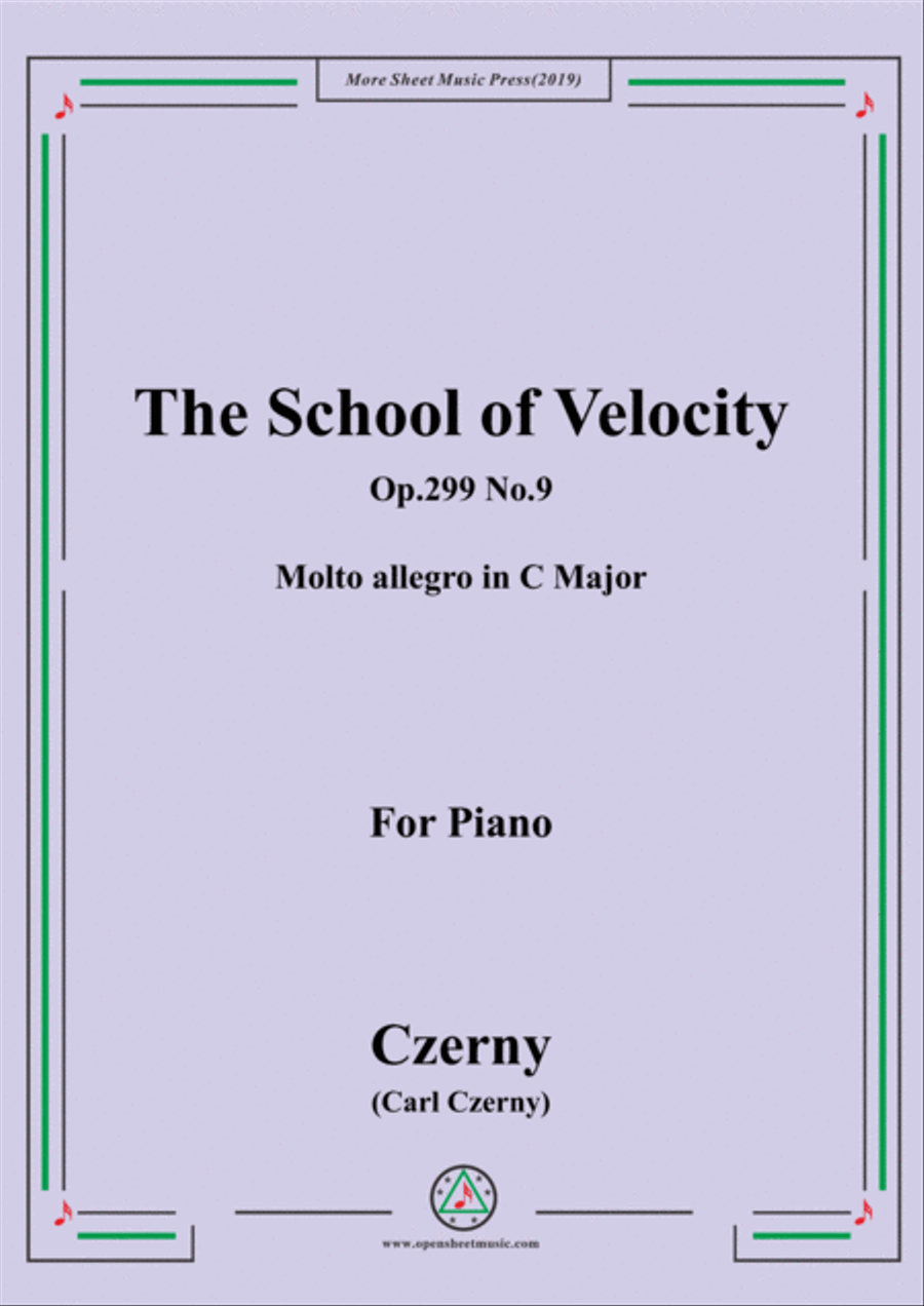 Czerny-The School of Velocity,Op.299 No.9,Molto allegro in C Major,for Piano Piano Solo scores gallery preview page 1