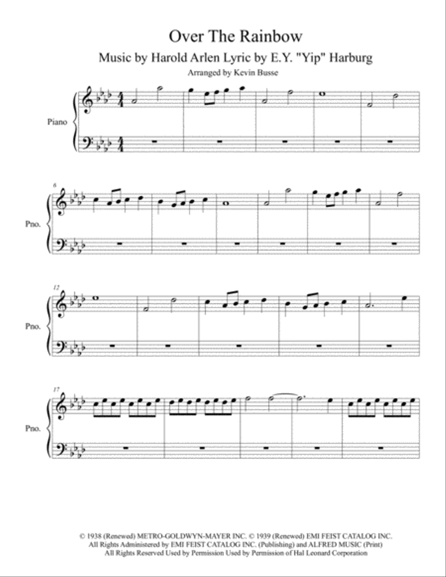 Over The Rainbow (from The Wizard Of Oz) Easy Piano scores gallery preview page 1