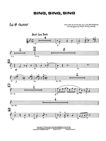 Sing, Sing, Sing: 2nd B-flat Trumpet