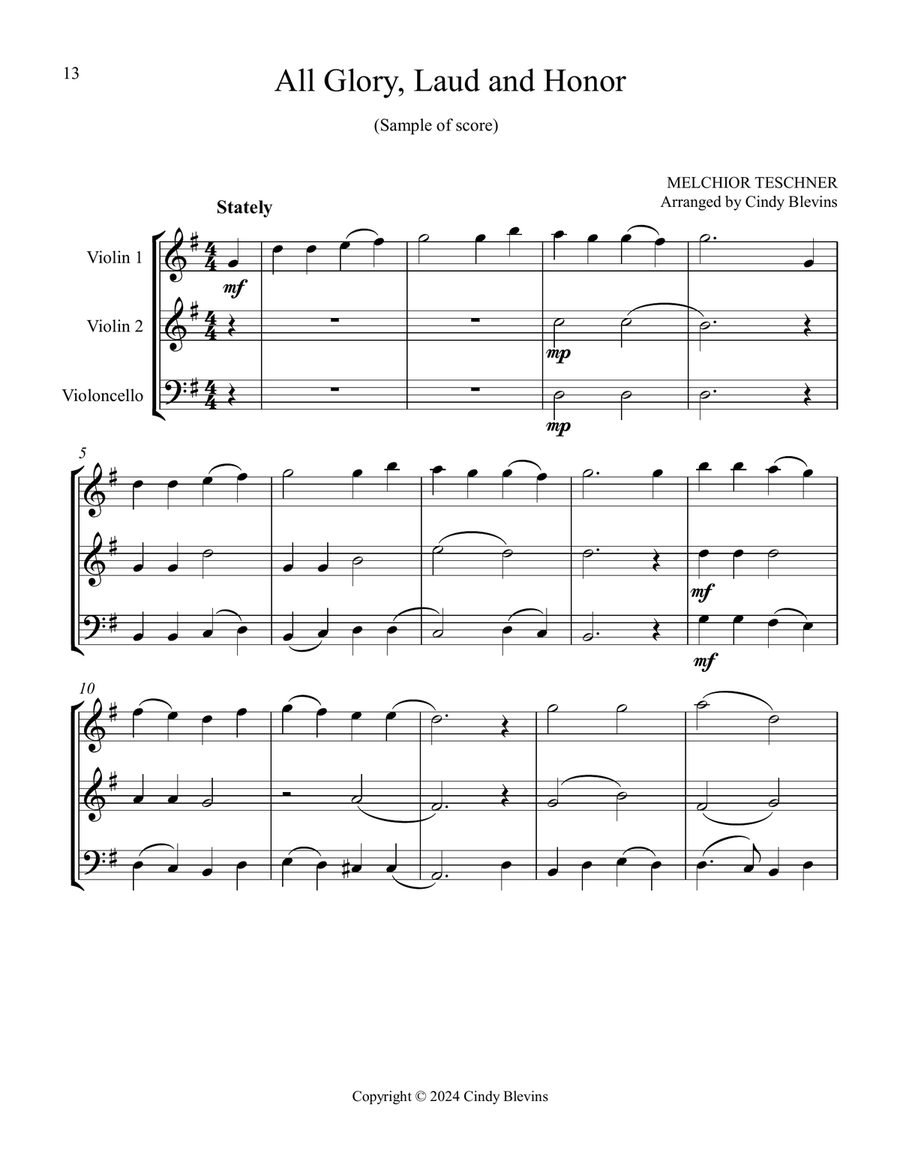 12 Favorite Hymns, Book 2, for Two Violins and Cello String Trio scores gallery preview page 2
