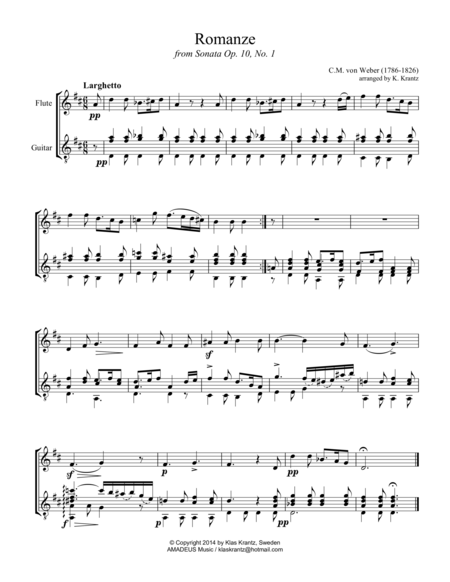 Romanze Op. 10 (D major) for flute and guitar image number null