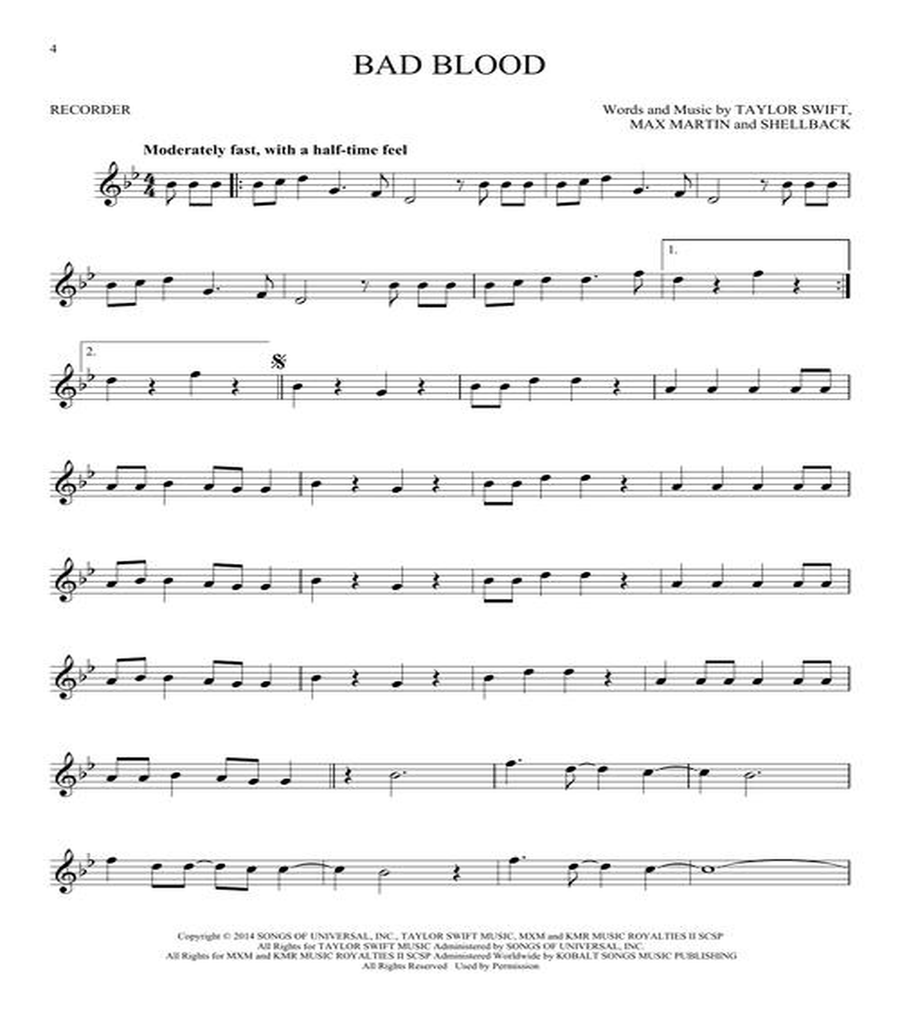 Taylor Swift – 2nd Edition Recorder scores gallery preview page 4