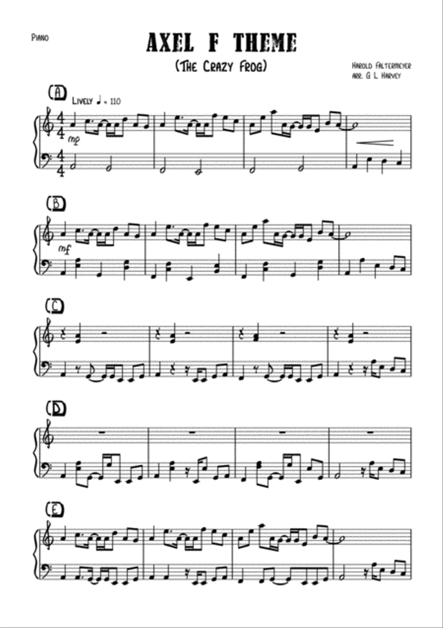 Axel F Piano Method scores gallery preview page 2