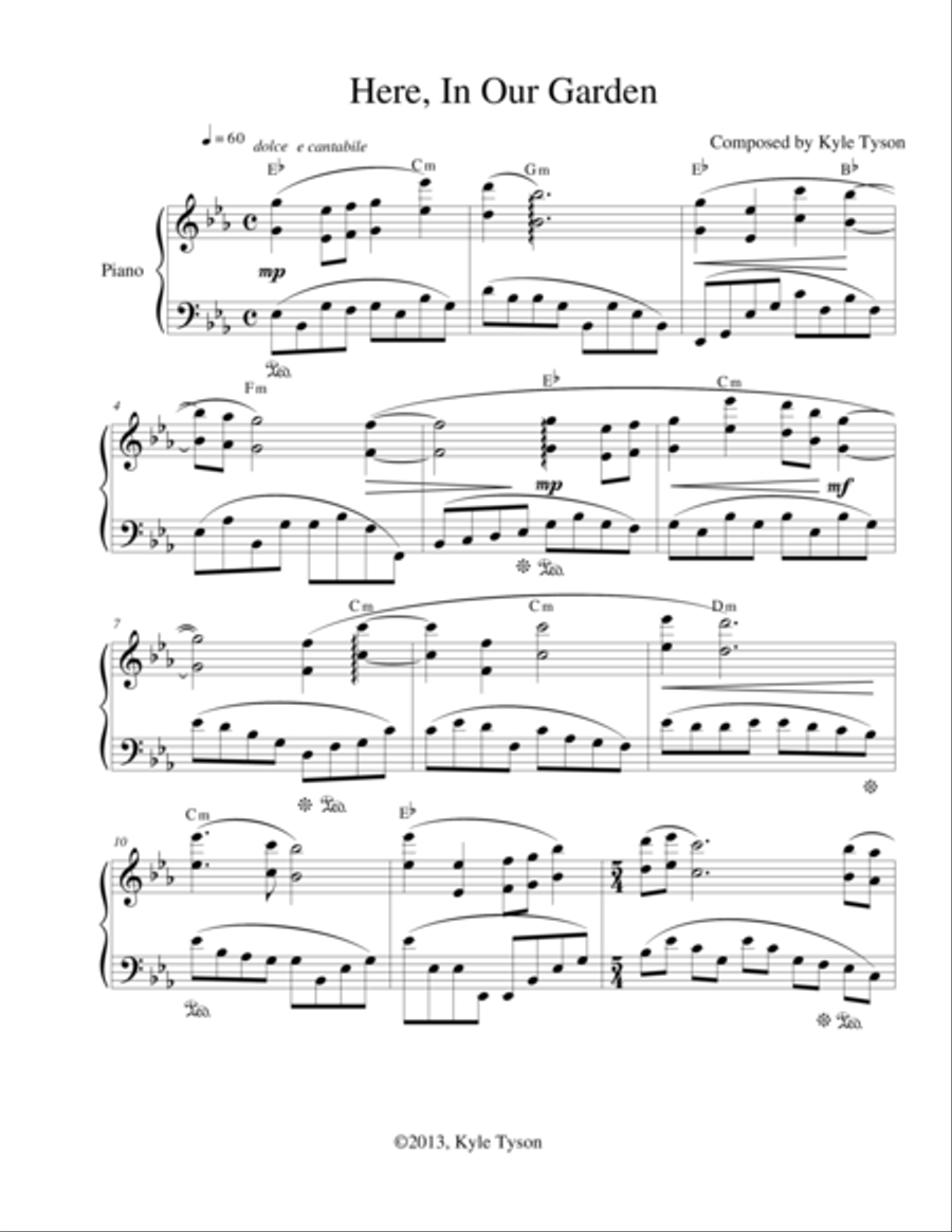 Here, In Our Garden Piano Solo scores gallery preview page 1
