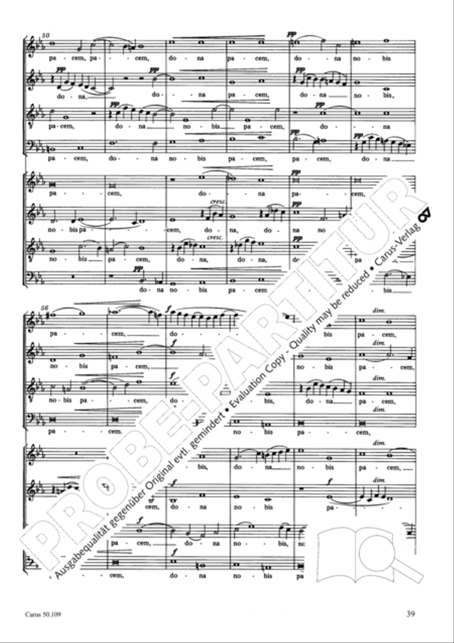 Mass in E flat major (Messe in Es) 4-Part scores gallery preview page 40