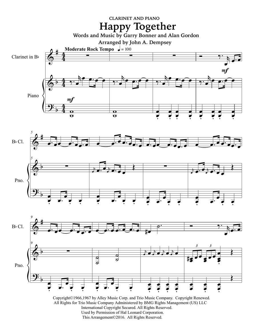 Happy Together by The Turtles B-Flat Clarinet - Digital Sheet Music page 5