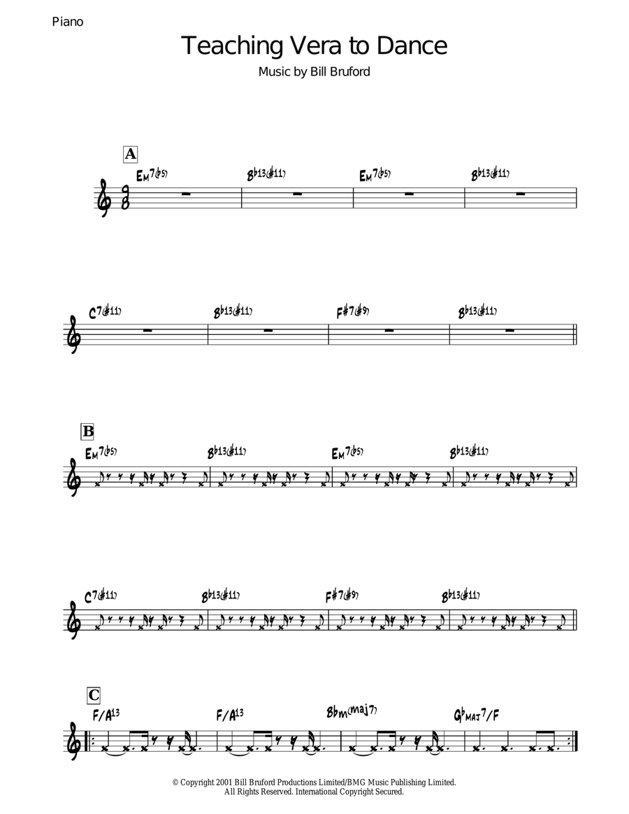Teaching Vera To Dance Teaching Vera To Dance Piano Solo scores gallery preview page 1