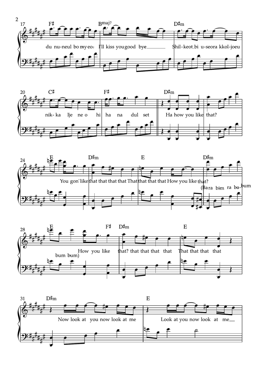 How You Like That Easy Piano scores gallery preview page 2