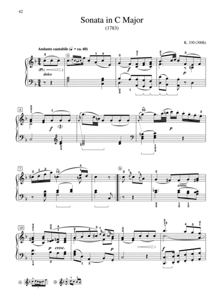 Mozart -- Selected Intermediate to Early Advanced Piano Sonata Movements