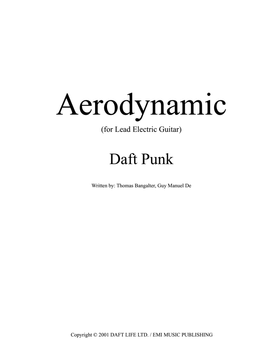Aerodynamic Guitar Tablature scores gallery preview page 1