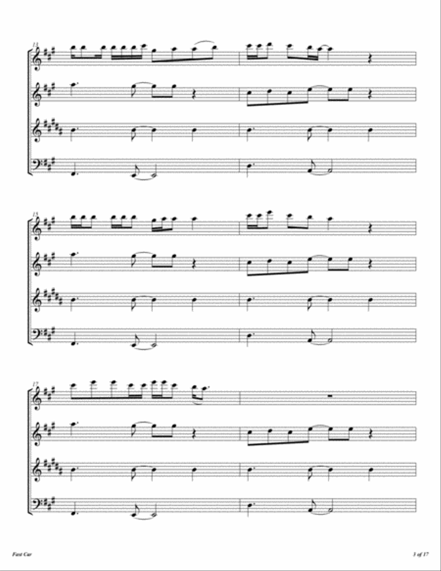 Fast Car Woodwind Quartet scores gallery preview page 4