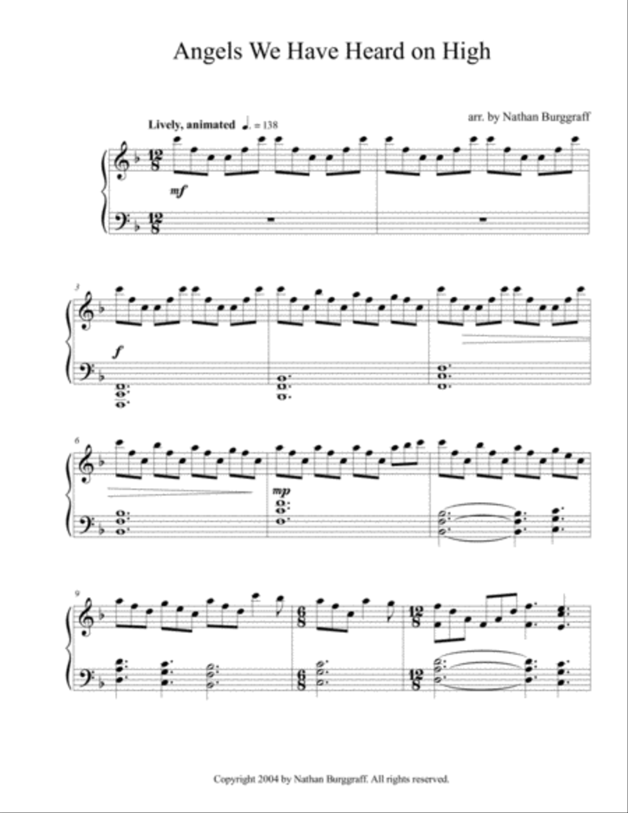 Angels We Have Heard on High Piano Solo scores gallery preview page 1