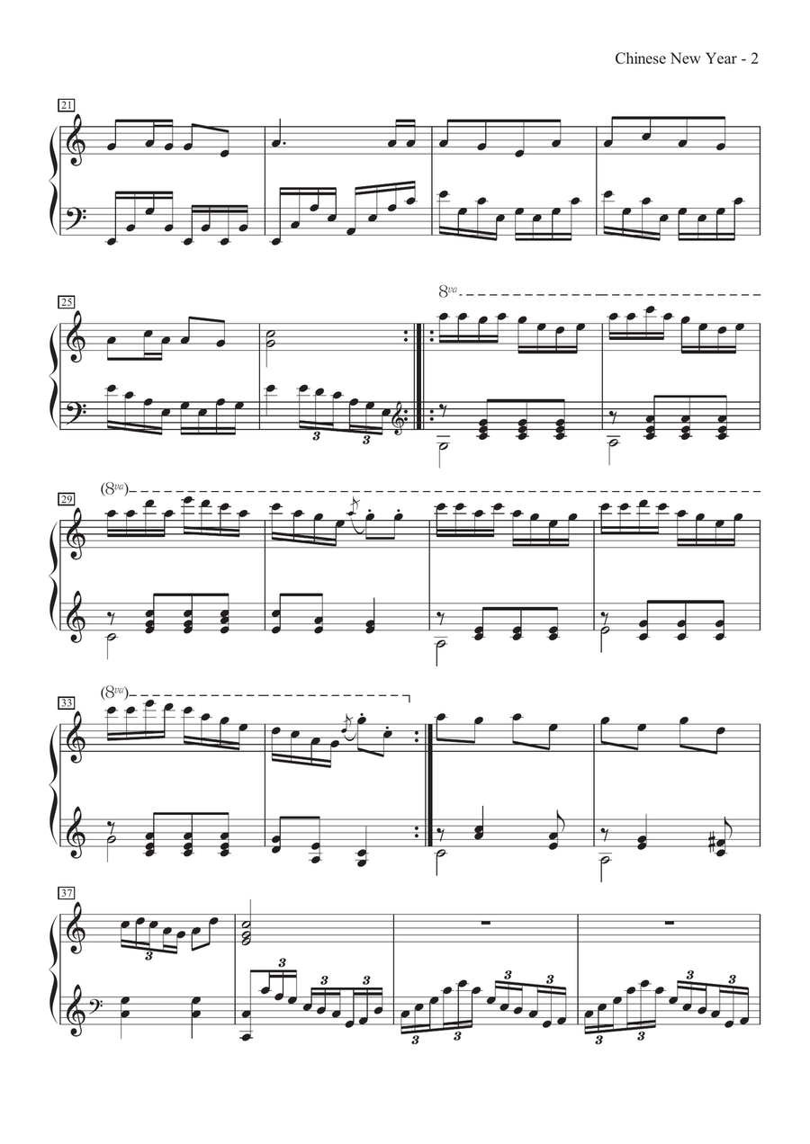 Chinese New Year Piano Solo scores gallery preview page 2