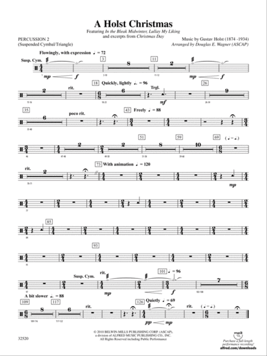 A Holst Christmas: 2nd Percussion Concert Band scores gallery preview page 1