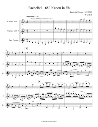 Book cover for Pachelbel Canon in Eb Clarinet Trio