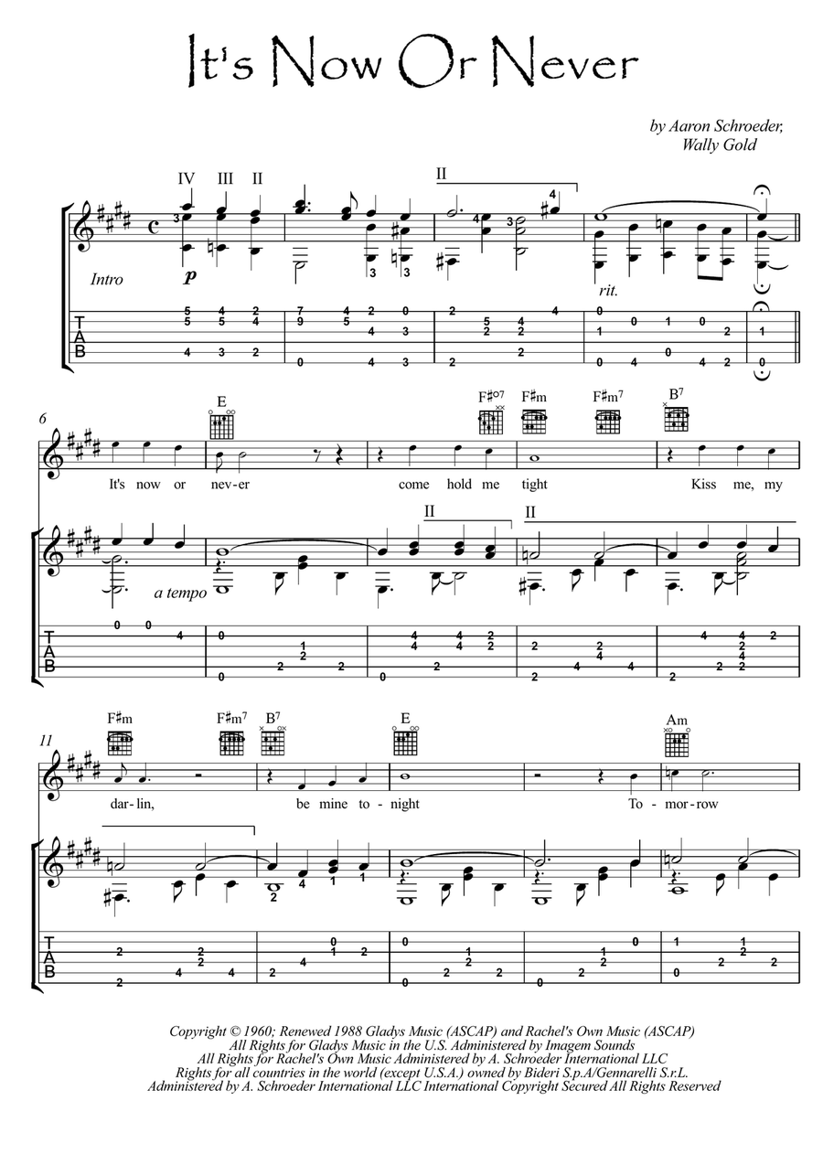 It's Now Or Never Acoustic Guitar scores gallery preview page 1