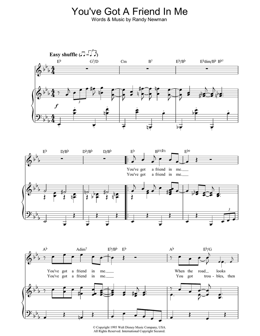 You've Got A Friend In Me (from Toy Story) Piano, Vocal, Guitar scores gallery preview page 1