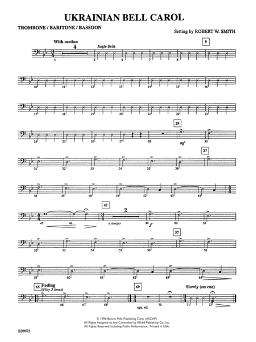 Ukrainian Bell Carol: 1st Trombone Concert Band scores gallery preview page 1