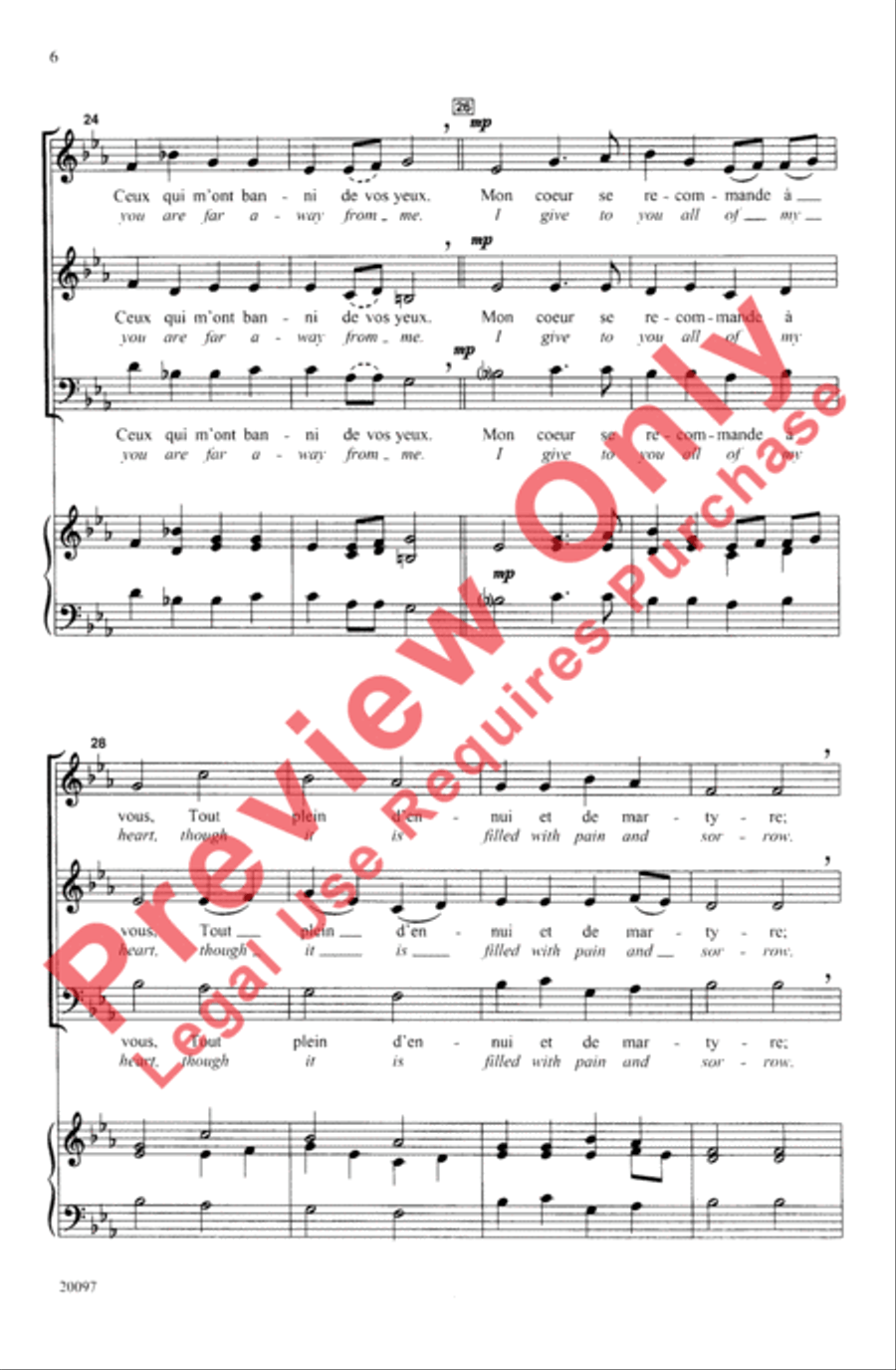 Mon Coeur Se Recommande à Vous (I Give to You All of My Heart) 3-Part scores gallery preview page 6