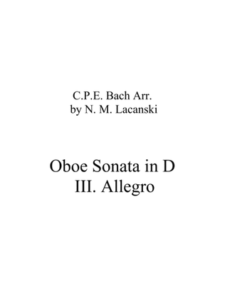 Book cover for Sonata in D for Oboe and String Quartet III. Allegro