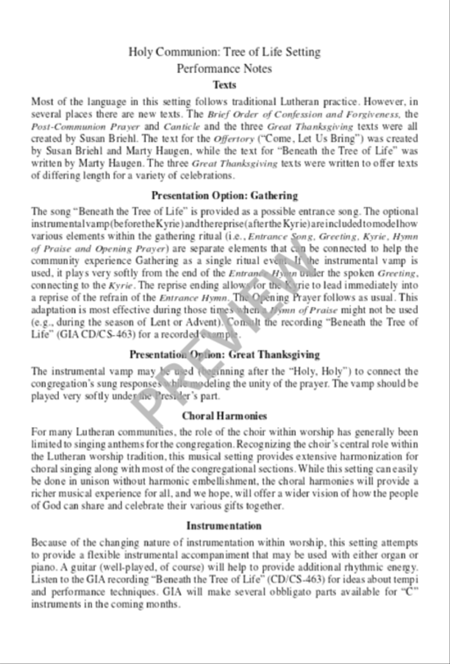 Tree of Life Setting, Holy Communion - Choral edition 4-Part scores gallery preview page 5