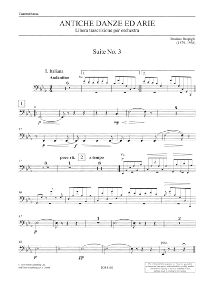 Antiche Danze ed Arie Double Bass scores gallery preview page 2