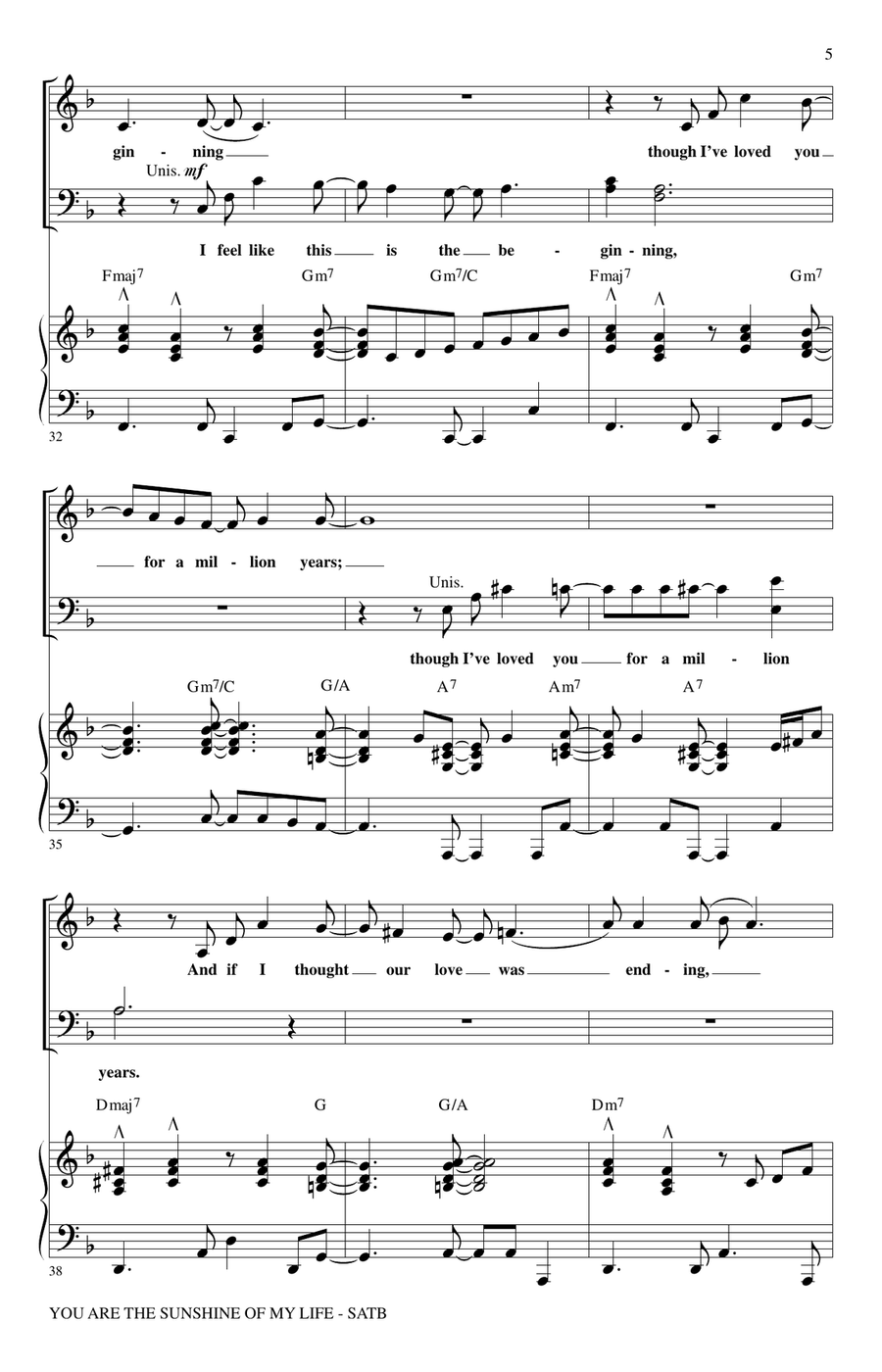 You Are The Sunshine Of My Life (arr. Mac Huff) 4-Part scores gallery preview page 4
